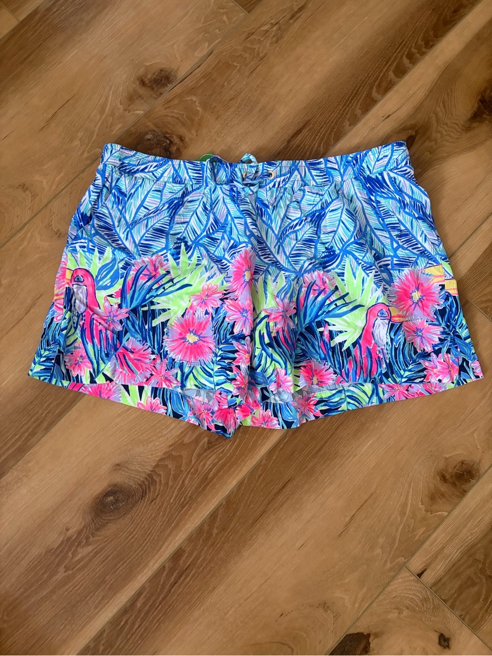 Lilly Pulitzer Tropical Parrot Floral Shorts - Blue, Pink & Green